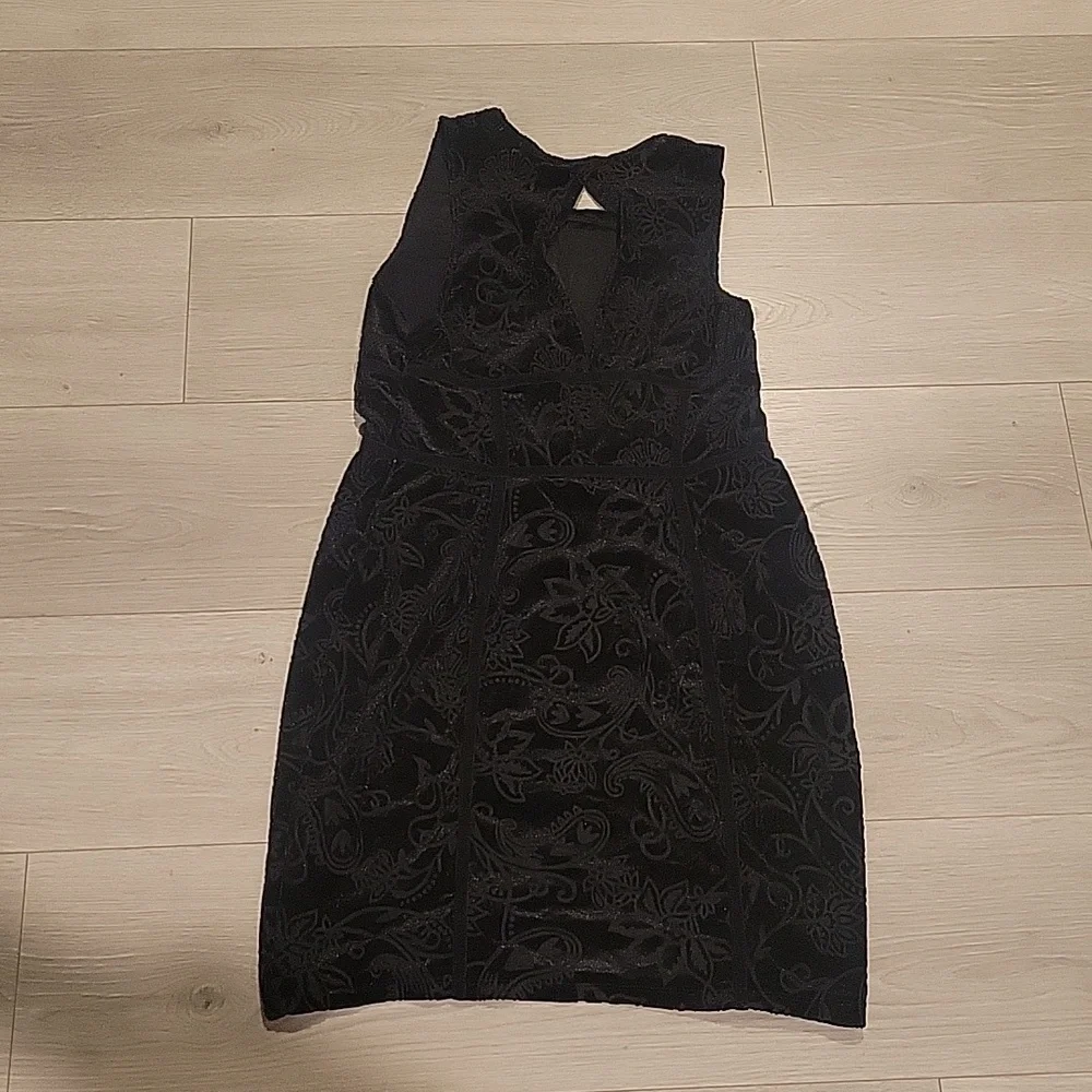 Free People Burnout Babe Velvet Bodycon Dress in Black Sz LG - Picture 3 of 3